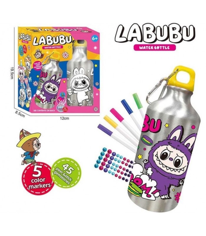 Набор для творчества JX 20420 L, бутылка для воды, 5 маркеров, наклейки-стразы, в коробке, пакунок малюка