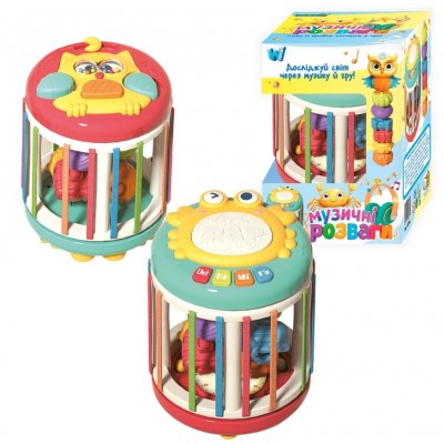 Музыкальная игра 42766, "WToys", 6 сказок, 6 песен, ноты, барабан, подсветка, погремушки, трещотка, часы, пакунок малюка