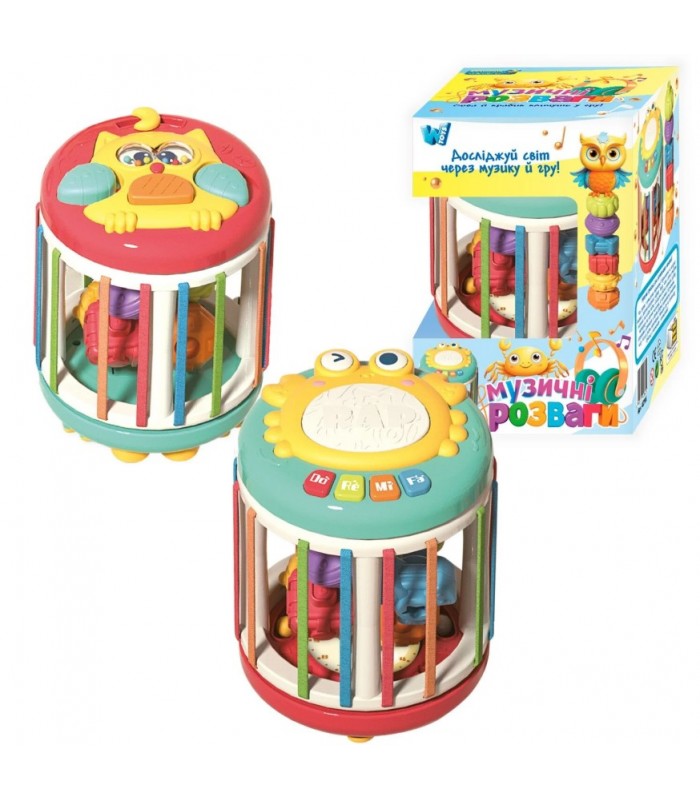 Музыкальная игра 42766, "WToys", 6 сказок, 6 песен, ноты, барабан, подсветка, погремушки, трещотка, часы, пакунок малюка