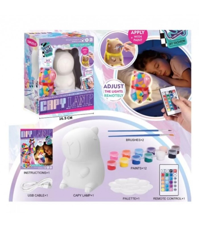 Набор для творчества KSY999-4 ночник, капибара (пластик, 13-9-9см, сенсорный), аккумулятор,пульт, светло (белый, цветной), пакунок малюка