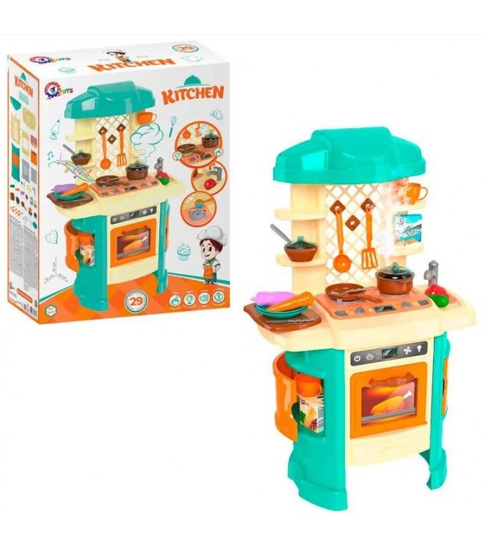 Кухня детская игровая с подсветкой, звуковыми эффектами и холодным паром, ТехноК 5637, для детей от 3 лет, Пакунок малюка
