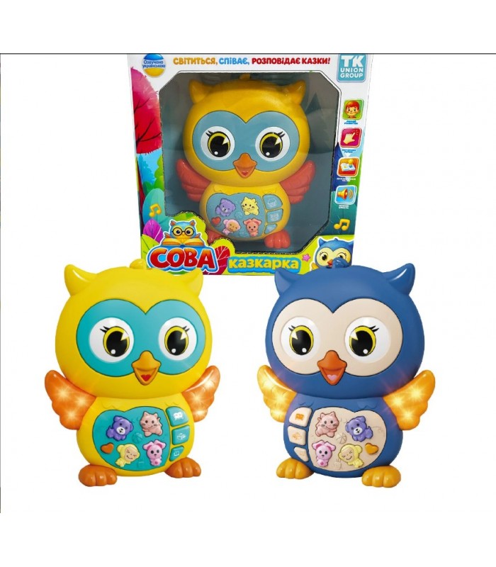 Сова-сказочница 42713, "TK Group", укр яз, 14 сказок, 2 песни, подсветка крылышек, 2 режима громкости, пакунок малюка