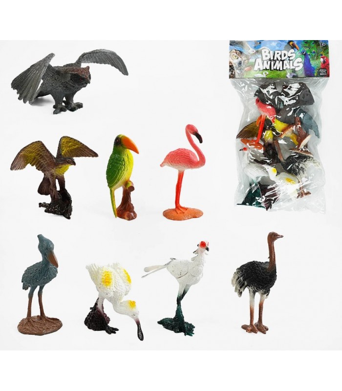 Набор животных Q 907-8 (60) "Птички", 8 шт, пакунок малюка