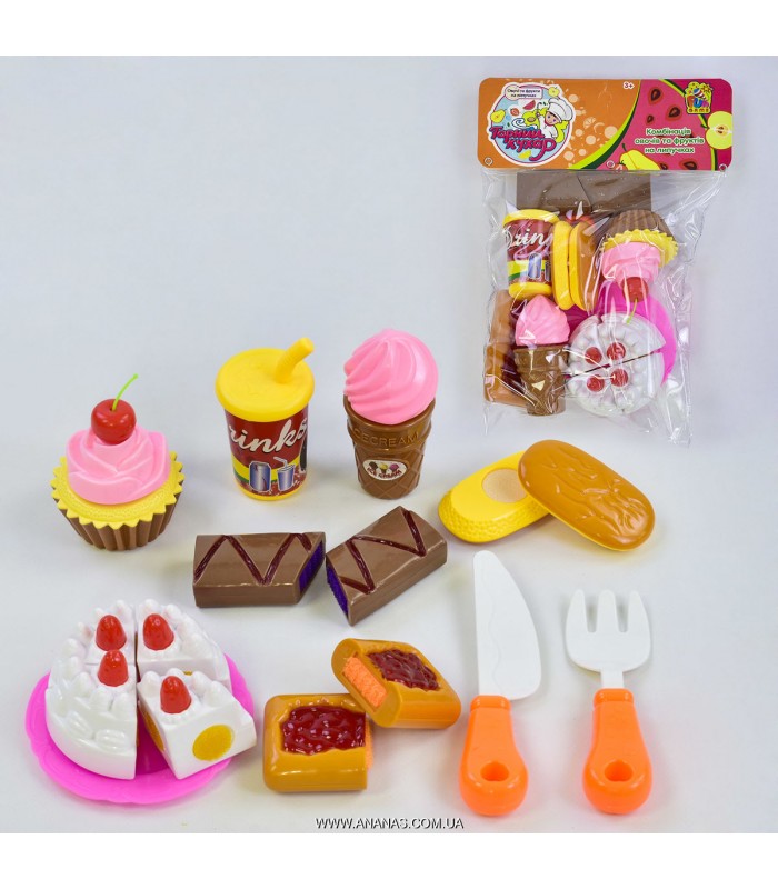 Набор Продукты игрушечные пластиковые на липучке, 1039