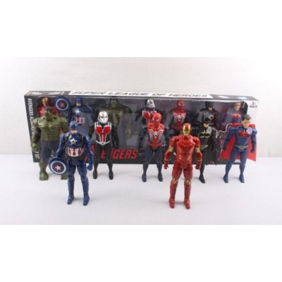 Набор героев 3899-10, 7 фигурок, подсветка на груди, средняя высота 22 см, подвижные конечности и голова, пакунок малюка