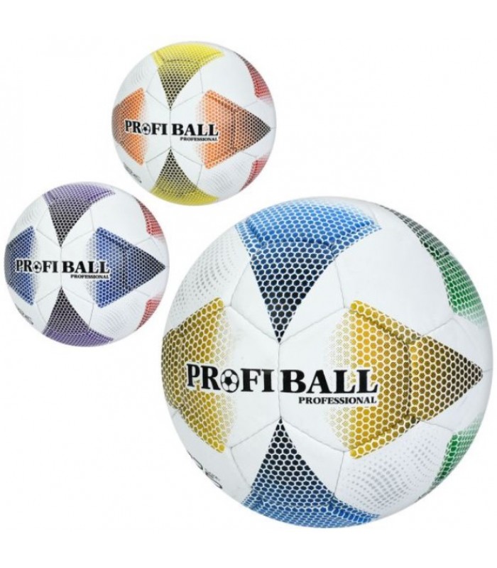 Мяч футбольный, размер 5, ПУ1, ручная работа, 32 панели, 410-430г, 3 цвета, в пак., пакунок малюка