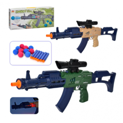 Автомат игрушка CH-043, мягкие пули, пули-мячики, 2 цвета, музыка, свет