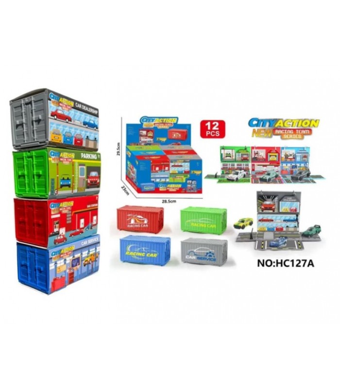 Игровой набор гараж в контейнере City Action (с машинкой) HC127A , пакунок малюка