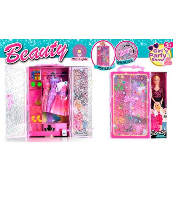 Кукла DSJ88-15, кукла с нарядами, 29см, шарнирная, гардероб, свет, обувь, аксессуары, платье, пакунок малюка