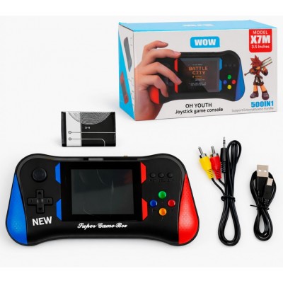 Игровая консоль C 77263, 500 в 1, аккумулятор 3,7V, USB, AV-кабель, 3,5-дюймовый цветной HD-экран, 4 языка, 8 игр, пакунок малюка