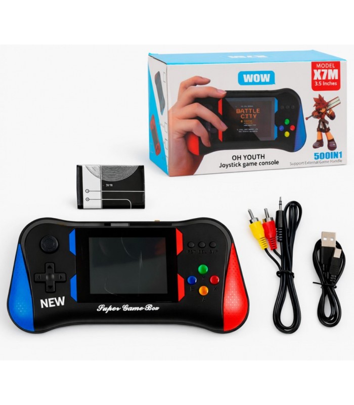 Игровая консоль C 77263, 500 в 1, аккумулятор 3,7V, USB, AV-кабель, 3,5-дюймовый цветной HD-экран, 4 языка, 8 игр, пакунок малюка