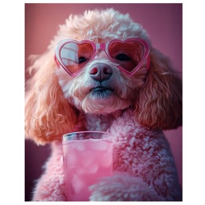 Алмазная мозаика "Гламурный пудель", 30*40см, на рамке S20322, пакунок малюка