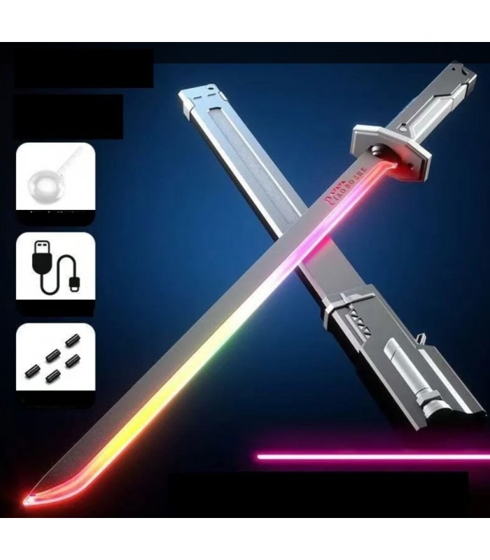 Меч 666-999, подсветка, звуковые эффекты, парогенератор, USB Type-C, эффект искр, реагирует на движения, пакунок малюка