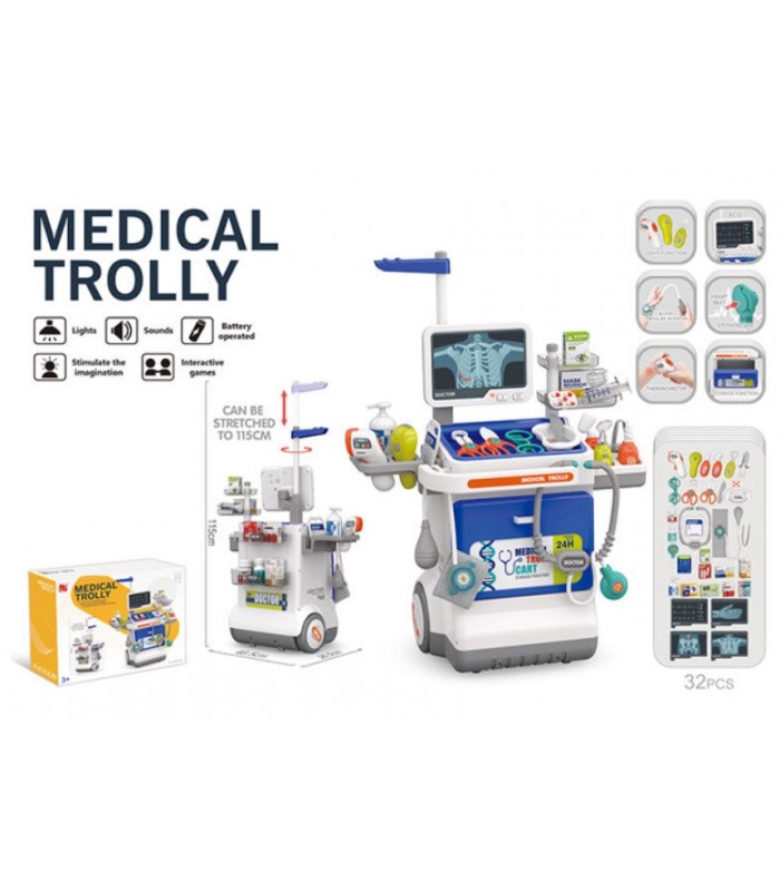 Набор врача 660-93 (12) 26,5х46,5х115 см,32 эл,термометр,муляжи лекарств,подсвеч,медицинские принадлежности,стетоскоп,пакунок малюка