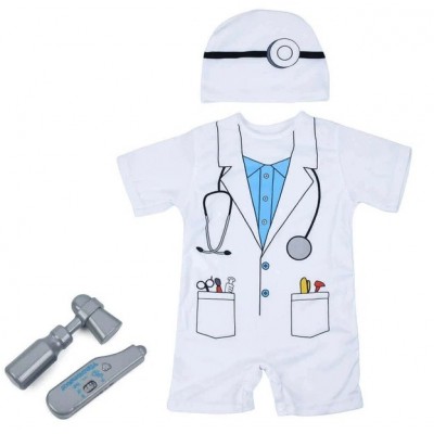 Медицинский набор врача KN652 — халат 56×32 см, шапочка, молоточек 12 см, градусник 11 см, пакунок малюка