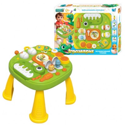 Интерактивный столик "Игрозаврик" 17464 "WToys", укр. яз, подсветка, 10 скороговорок, 10 сказок, 10 песен, барабаны, пианино,