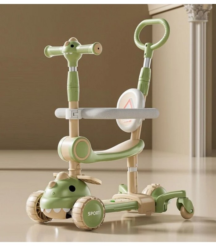 Самокат трехколесный 5 в 1 "Skyper" TF-12008/1 колеса PU 120х28мм со светом, музыка и подсветка платформы, доп. колеса, защитный бампер