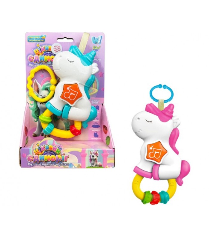 Музыкальная подвеска 38468 "WToys", 2 цвета, укр. язык, 6 песен, 6 сказок, мелодии, подсветки, бусины, пакунок малюка