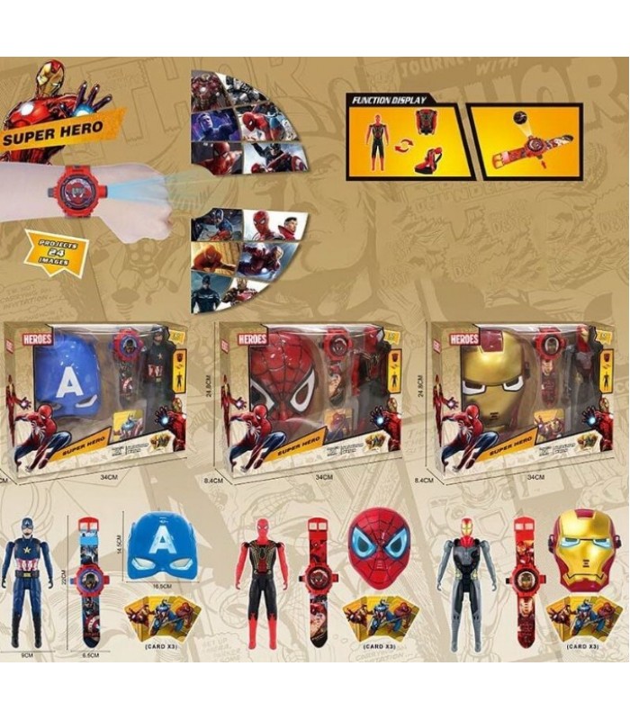 Герои 118 E , 3 вида,  высота фигурки 23 см, маска, часы, проекция, карточки, звук, подсветка, пакунок малюка