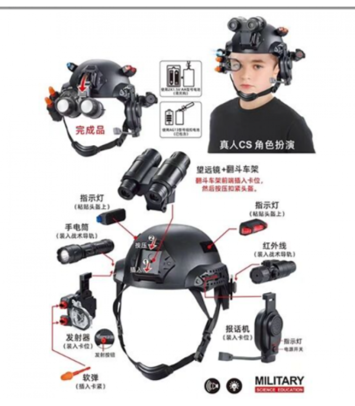 Шлем YC-M 14 A запускатель, фонарик, лазер, микрофон и динамик, бинокль, подсветка, пакунок малюка