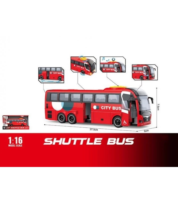 Автобус WY 1107 B, инерция, звуки, подсветка, открывающаяся дверца, в коробке, пакунок малюка