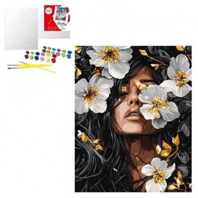 Набор для росписи по номерам "Лепестная музыка с красками металлик extra" 40х50cm, KHO8507, пакунок малюка
