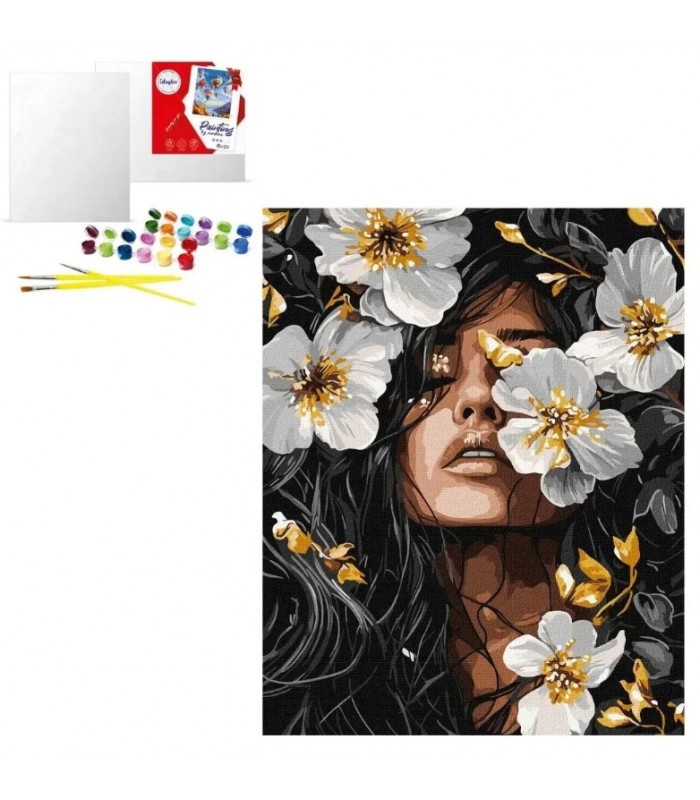 Набор для росписи по номерам "Лепестная музыка с красками металлик extra" 40х50cm, KHO8507, пакунок малюка