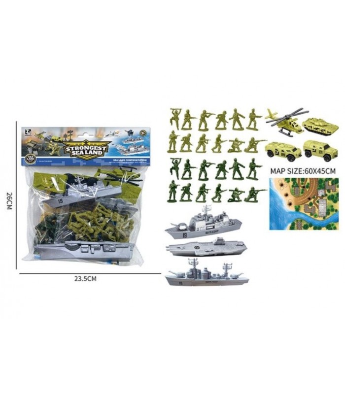 Комбат Т 107 С, солдаты, корабли, вертолет, танк, спецтехника, игровое поле, в пакете, пакунок малюка