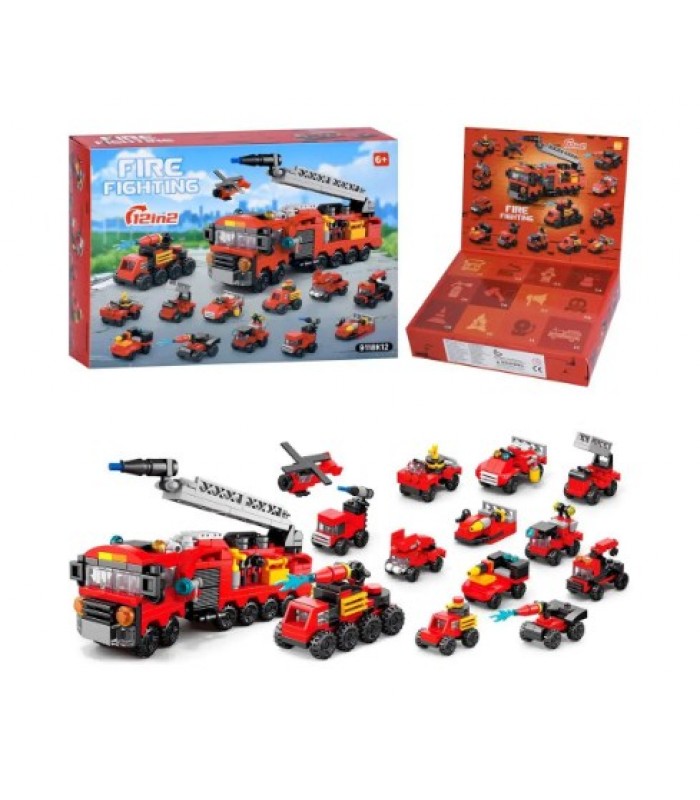 Конструктор 9118K12, пожарный транспорт, адвент-календарь, 12в2, в кор-ке, 24,5-18,5-5см, пакунок малюка