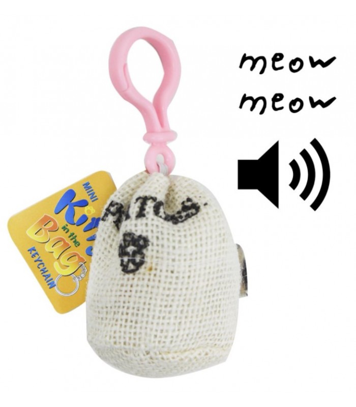 Игрушка-брелок Кот в мешке, мяукает, PR137, для детей от 3 лет, Пакунок малюка