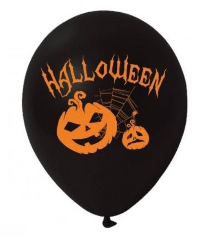 Шар латексный 30 см Halloween - черный фон тыква, 258-0185, для детей от 3 лет, Пакунок малюка