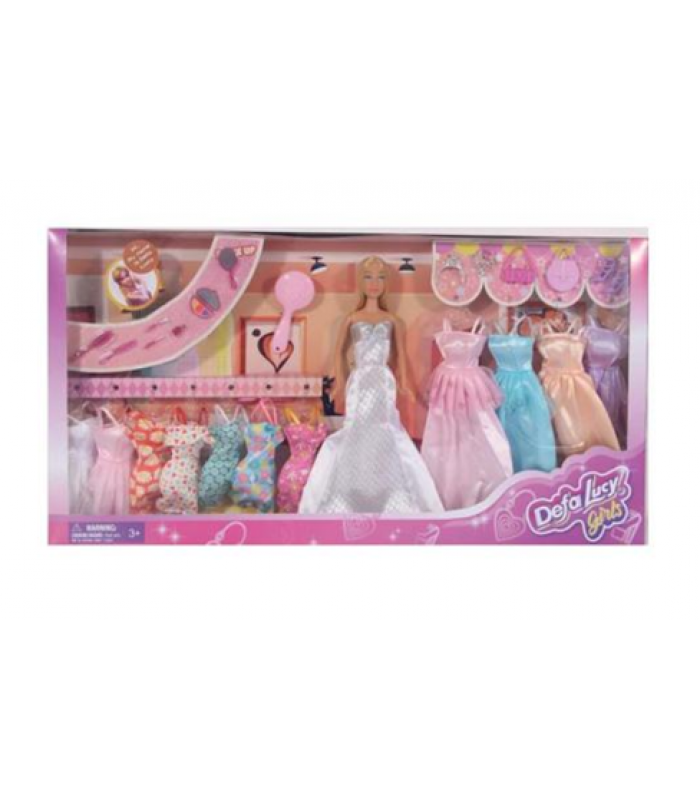 Кукла с нарядами DEFA 8806 29см, платье, аксессуары, пакунок малюка