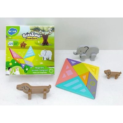 Магнитная игра E 7982 "Hola", танграм, животные, 225 вариантов сбора игры, пакунок малюка, для детей от 2 лет