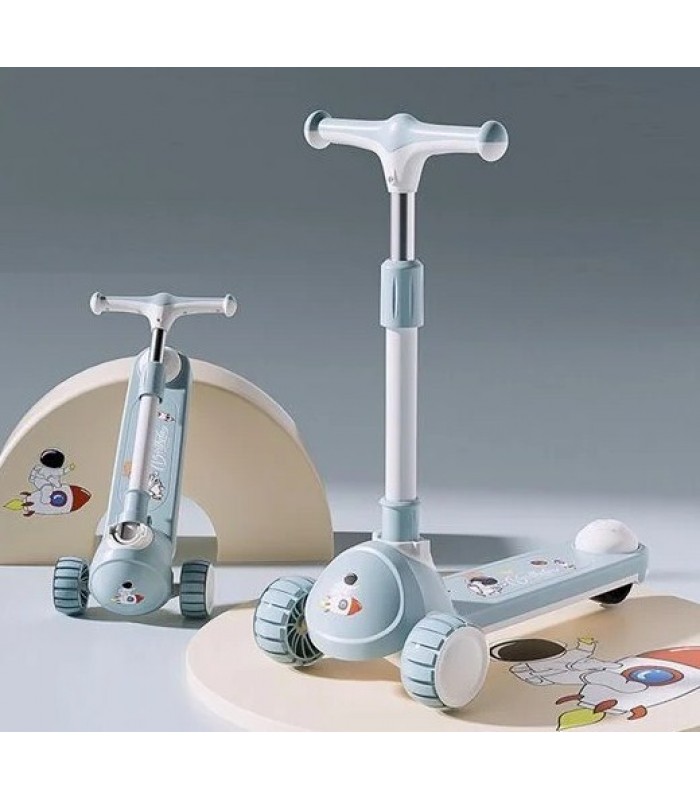 Самокат трехколесный "Skyper" SM-3190-27, колеса PU 125х40мм со светом, музыка и подсветка платформы, руль складной, пакунок малюка