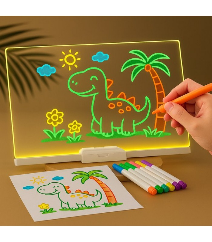 Светодиодная доска для рисования для детей, 7 маркеров, 20×30см. пакунок малюка