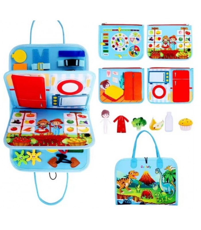 Логическая папка C 73102, фетровая, элементы на липучках, застежки, часы, дни недели, продукты, овощи, фрукты, пакунок малюка