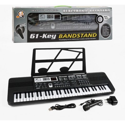Синтезатор MQ 6100, 61 клавиша, микрофон, регулировка громкости, дисплей, мелодии, пакунок малюка
