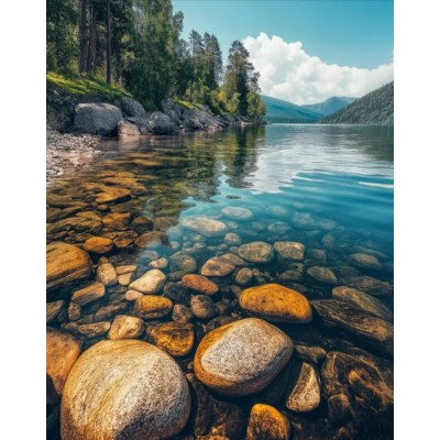 Алмазная мозаика "Спокойные воды", 30*40см, на рамке (S20251), пакунок малюка