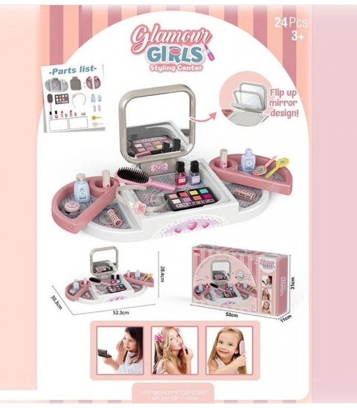 Трюмо 7 GT 04 A, 52,5х30,5х28,5 см, зеркальце, имитация косметики, расческа, аксессуары, в коробке, пакунок малюка