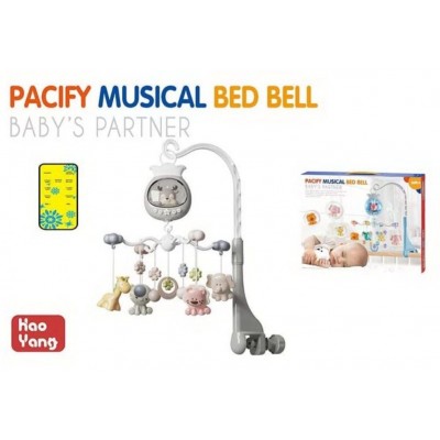 Музыкальная карусель N 5033 A подсветка, звуки, мелодии, обороты на 360°, регулировка громкости, таймер, 4 подвески, звук сердцебиения, пульт, на