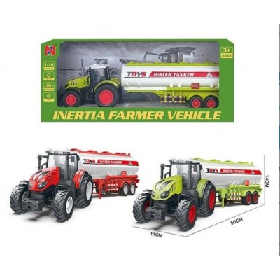 Трактор 99-55 A, 2 цвета, масштаб: 1:14, цистерна, инерция, подсветка, звук, резиновые колеса, пакунок малюка