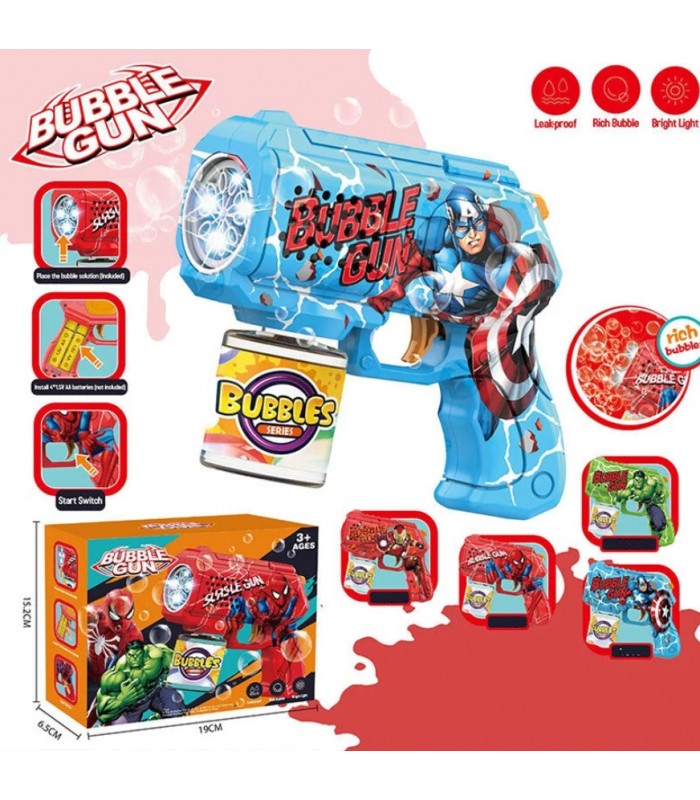 Пистолет с мыльными пузырями 106 D, подсветка, бутылочка с мыльной жидкостью, пакунок малюка
