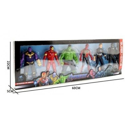 Набор героев YK 5990-15 A, 6 фигурок, подсветка на груди, средняя высота 18 см, подвижные конечности и голова, пакунок малюка