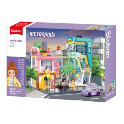 Конструктор SLUBAN Metropolis (бизнесцентр, 26,5см, машина, фигурки, 725 деталей, в коробке) M38-B1268, пакунок малюка