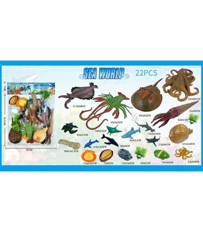 Набор животных 559-230 A  морские обитатели, 22 элемента, в пакете, для детей от 3 лет