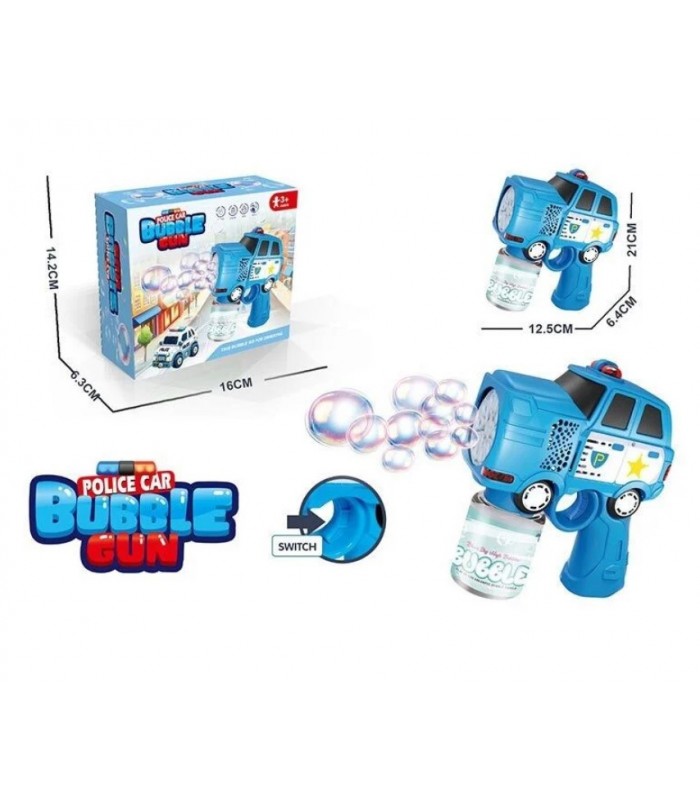 Пистолет с мыльными пузырями LY 027, “Полицейская машина”, на батарейках, подсветка, мыльный раствор, автоматический принцип, пакунок малюка