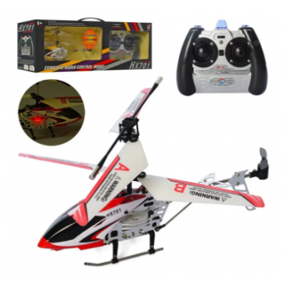 Вертолет на радиоуправлении HX701T, аккумулятор, 21см, гироскоп, свет, 3,5 канала, пакунок малюка