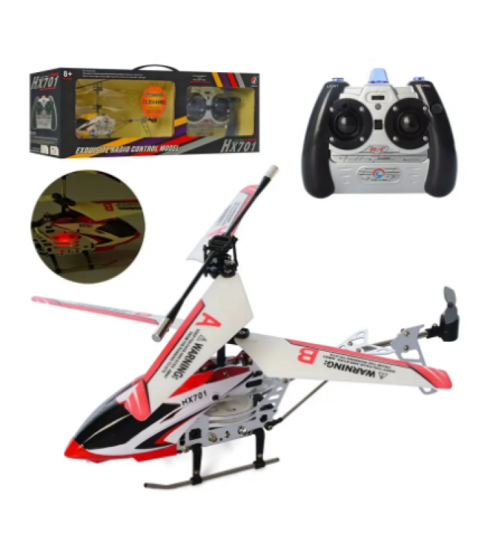 Вертолет на радиоуправлении HX701T, аккумулятор, 21см, гироскоп, свет, 3,5 канала, пакунок малюка