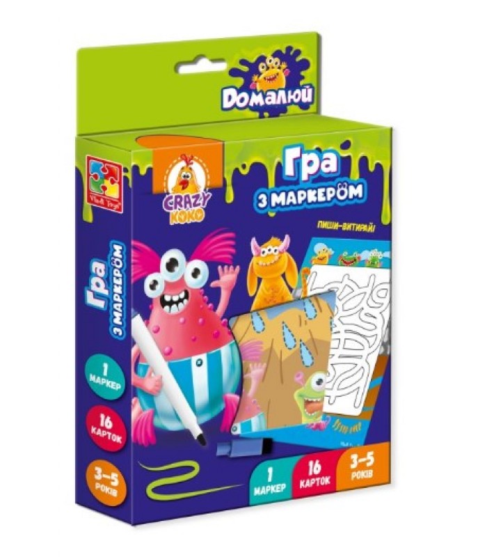 Развивающая игра с маркером Пиши и стирай Монстрики, VT5010-18, для детей от 3 лет
