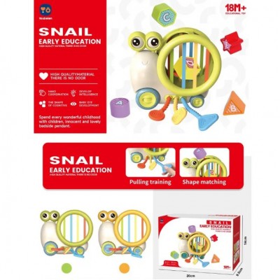 Игра RT7502 (60шт) улитка, 16см, на колесах, грани-резинки, фигурки 5шт, подвижные детали, текстурные детали, 2 цвета, в кор-ке, пакунок малюка